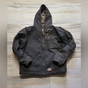 Vintage Schmidt Worker Men's Faded Black Hooded Jacket